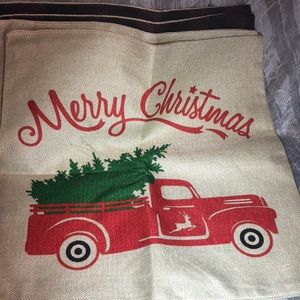 NIP farmhouse pillow covers set of 4- 18x18 inches Red truck Buffalo plaid